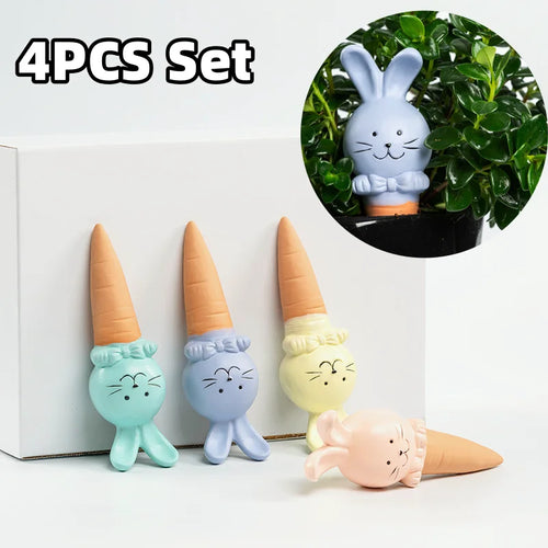 4PCS Stakes Bunny Self-Watering  Ceramic (SMILEDRIP)
